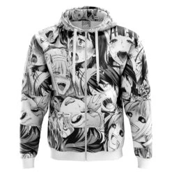 Ahegao Manga Collage Zip Hoodie Jacket,Trippy