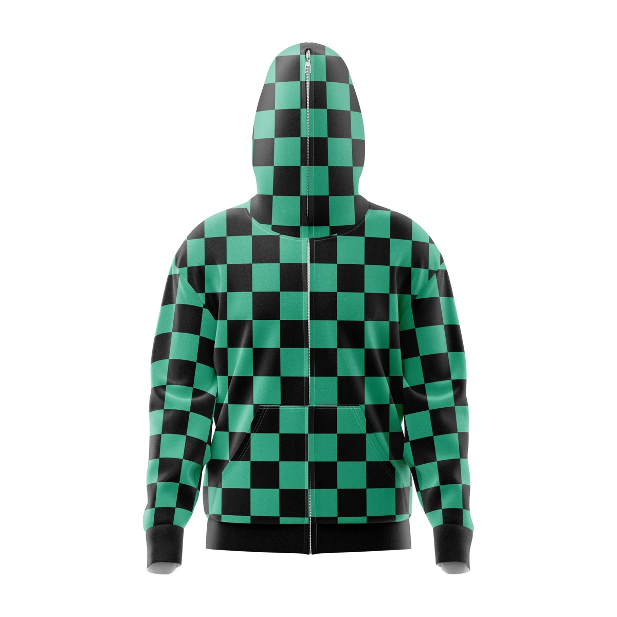 Tanjiro Kamado Demon Slayer Full Face Zip Hoodie 3 Tanjiro Kamado Demon Slayer Full Face Zip Hoodie