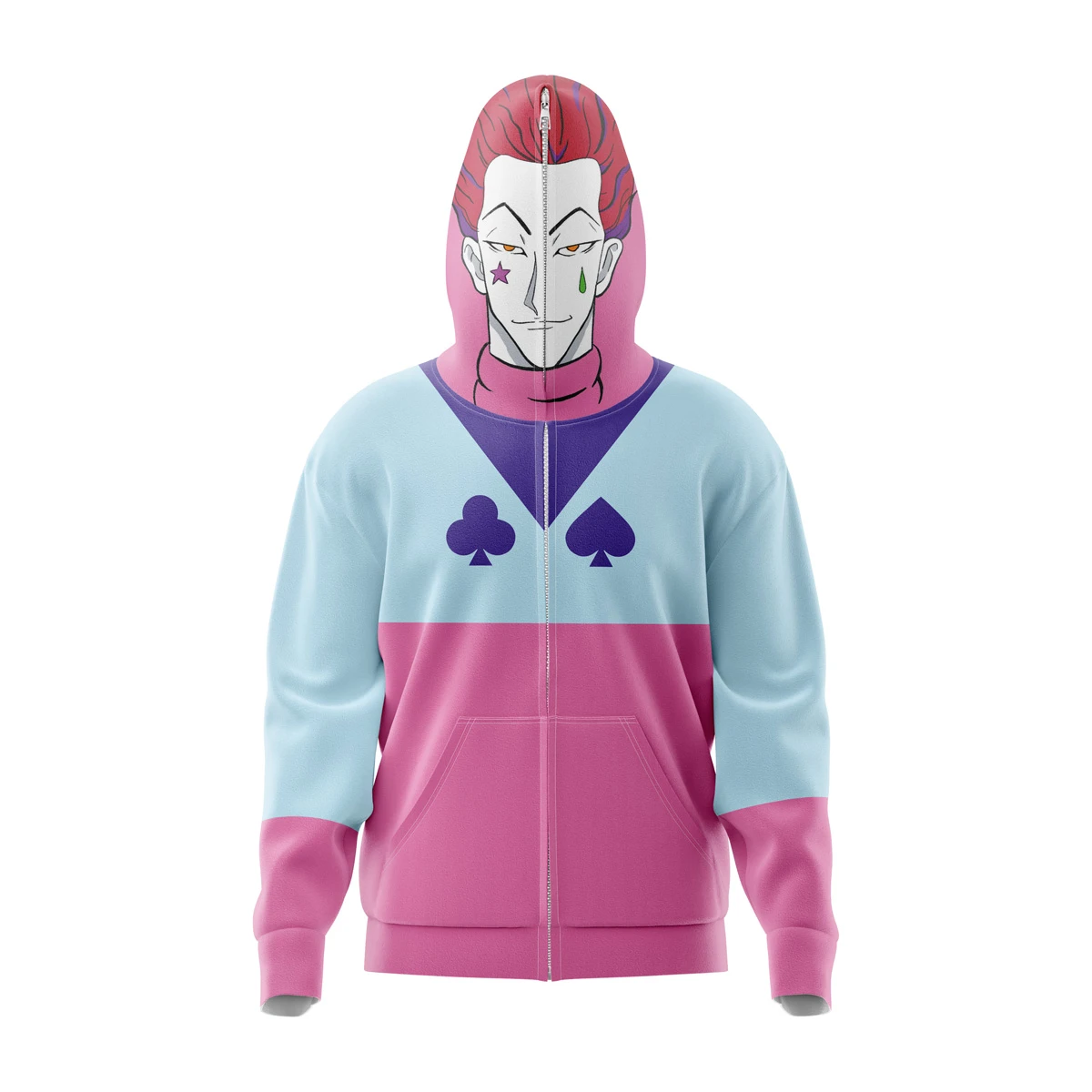 Hisoka Morow Hunter X Hunter Full Face Zip Hoodie 3 Hisoka Morow Hunter X Hunter Full Face Zip Hoodie