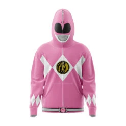 Pink Ranger Power Rangers Full Face Zip Hoodie