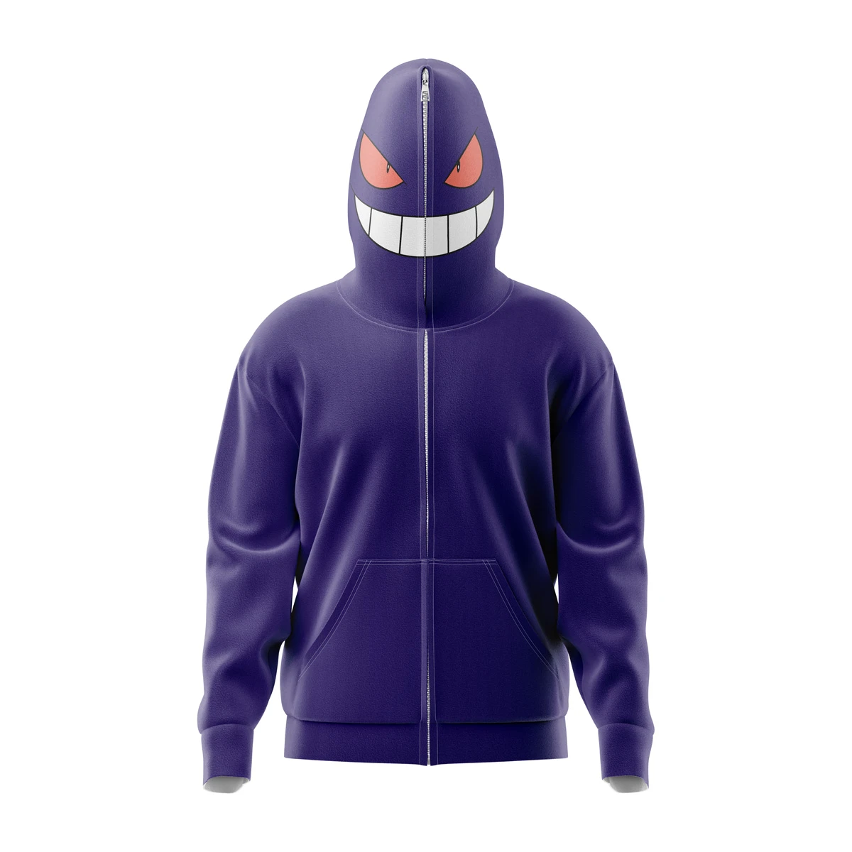 Gengar Pokemon Full Face Zip Hoodie 3 Gengar Pokemon Full Face Zip Hoodie