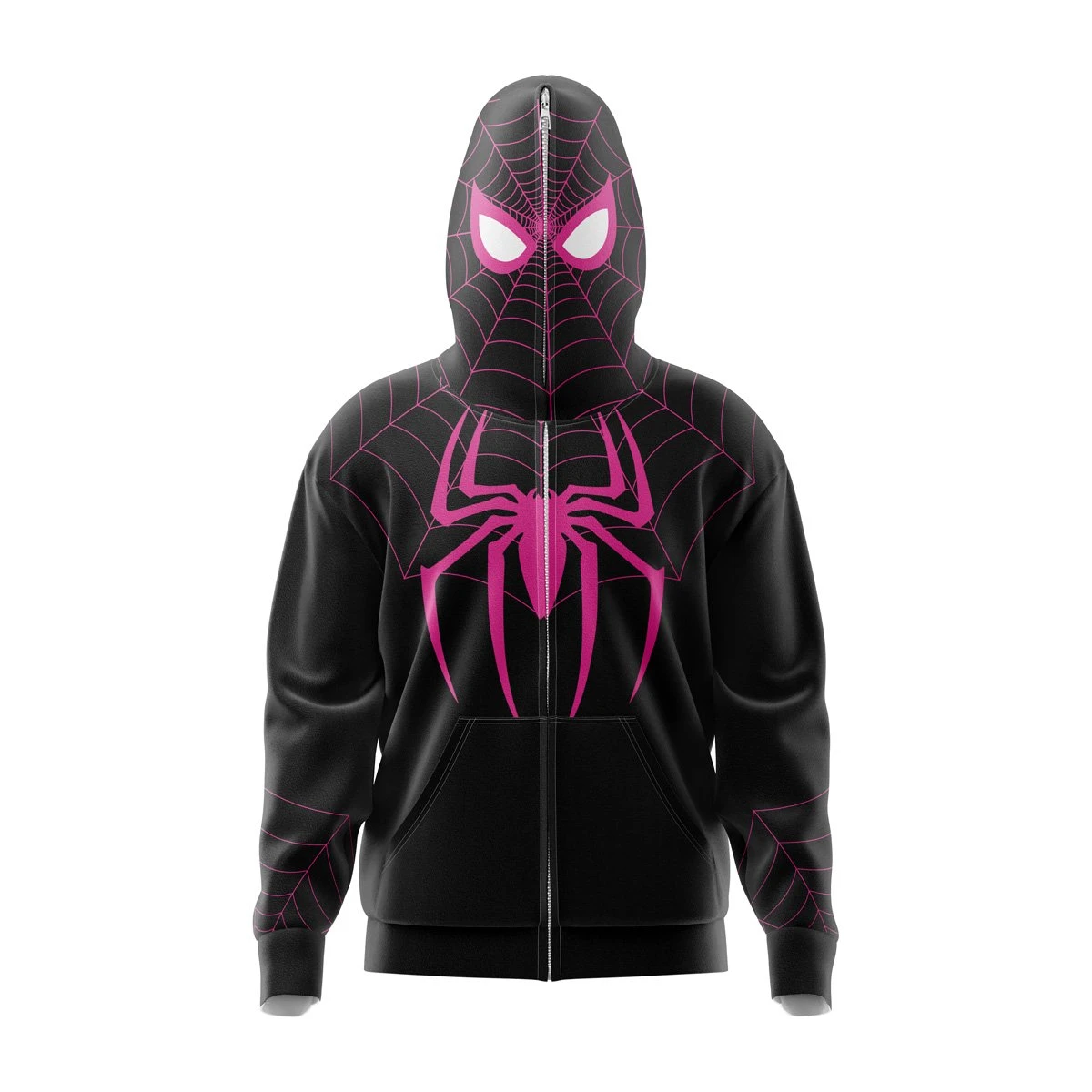 Spiderman Black Marvel Comics Full Face Zip Hoodie 3 Spiderman Black Marvel Comics Full Face Zip Hoodie
