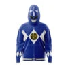 Blue Ranger Power Rangers Full Face Zip Hoodie -Hoodies Sales Store Full Face Zip Up Hoodie Front Mockup 8