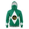 Green Ranger Mighty Morphin Power Rangers Masked Hoodie -Hoodies Sales Store Masked Hoodie Front Mockup 50