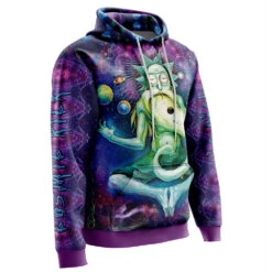 Hoodies Sales Store -Hoodies Sales Store Rick and Morty Trippy Cosmic Rick AOP Hoodie 3D RIGHT Mockup