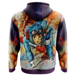 Trippy Nausicaa Of The Valley Of The Wind Studio Ghibli Hoodie -Hoodies Sales Store Trippy Nausicaa of the Valley of the Wind Studio Ghibli AOP Hoodie 3D BACK Mockup